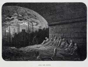 Vagabundo bajo puentes - en "Londres" por Gustave Doré