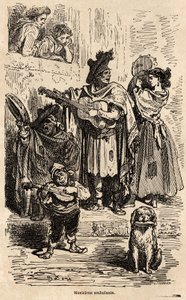 Músicos ambulantes en Valencia, dibujo de Gustave Doré (1832-1883), para ilustrar su viaje a España con C. Davillier, en 1862. Grabado en "Le tour du monde", editado por Edouard Charton de Gustave Dore