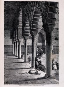 Vista del gran patio del Alcázar en Sevilla - por Doré, en "Tour du Monde", 2º semestre de 1866 de Gustave Dore