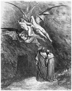 Virgilio, Dante y las Erinias, ilustración de 