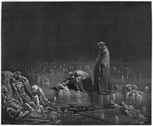Virgilio (70-19 a.C.) y Dante, ilustración de 