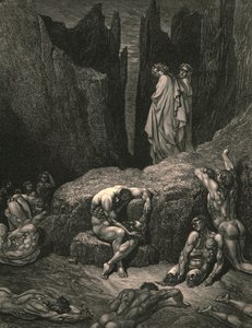 ¿Por qué aún fijas tu vista abajo entre las sombras mutiladas y miserables?, c1890 de Gustave Dore
