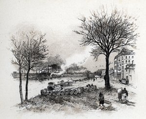 Vista de Ivry sur Seine (Ivry-sur-Seine) Dibujo de Gustave Fraipont (1849-1923) desde Saint-Juirs de Gustave Fraipont