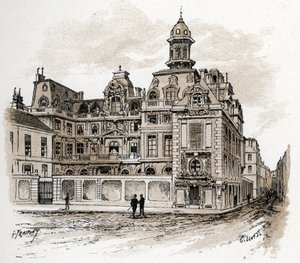 View of the Hotel de la Valletta on the Quai des Celestins, Paris (Vista del Hotel Valette en el muelle de los Celestinos, París) Dibujo de Gustave Fraipont (1849-1923) extraído de "La seine a travers Paris" de Saint-Juirs de Gustave Fraipont