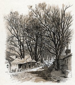 Vista del nuevo almacén de la rue Leopold, bercy París (Vista del almacén de la rue Leopold En bercy, París) Dibujo de Gustave Fraipont (1849-1923) extraído de "La seine a travers Paris" de Saint-Juirs