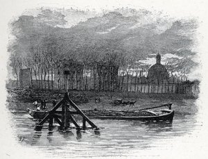 Vista de la grúa acuática de quai d
