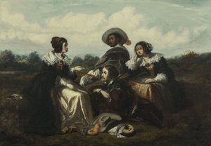 La historia. Personajes en traje de Luis XIII, hacia 1830 (óleo) de Gustave François Morin