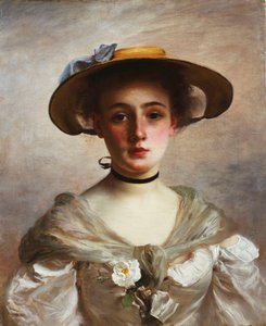 Retrato de una Joven con Sombrero de Paja de Gustave Jacquet