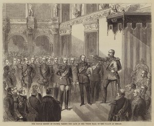 El Príncipe Regente de Prusia tomando el Juramento en el Salón Blanco del Palacio en Berlín de Gustave Janet