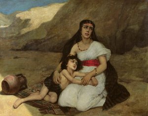 Mujer árabe y su hijo, 1877 de Gustave Krabansky