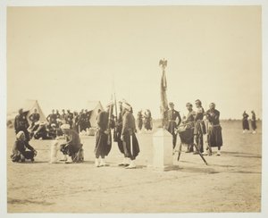 La bandera levantada del regimiento Zouave, Camp de Châlons