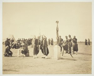 La bandera levantada del regimiento Zouave, Camp de Châlons