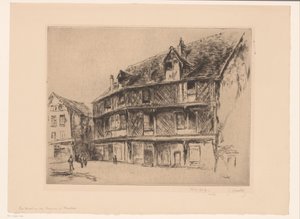 Calle con casas y caminantes en Chartres
La maison du saumon (Chartres) (título en el objeto) de Gustave Leheutre (signed by artist)