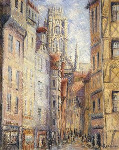 Rouen, una calle junto a la iglesia, c.1920 de Gustave Loiseau