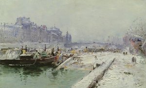 Isla de la Cité bajo la nieve de Gustave Madelein
