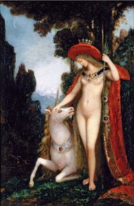 ""El unicornio"" Pintura de Gustave Moreau (1826-1898) 1885 Dim 50x34 cm Colección particular