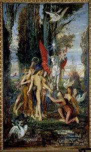 El poeta griego Hesíodo (siglo VIII a.C.) y las Musas. París, Museo Gustave Moreau