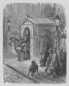 Guardia Montada en Guardia Frente al Palacio de la Reina de Gustave after Dore