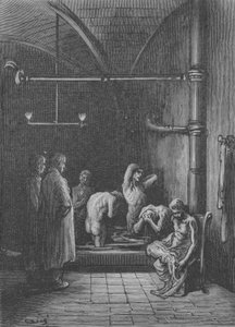 El aseo en un refugio de Gustave after Dore