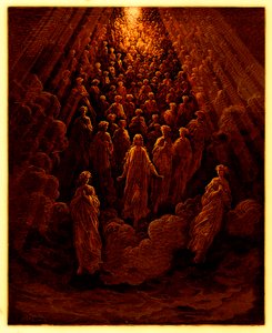 Los ángeles en el planeta Mercurio, ilustración de The Dore Gallery, publicada c.1890