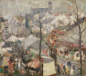 Feria en el Vrijdagmarkt de Gante (óleo sobre lienzo) de Gustave de Smet