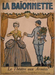 Teatro de los Ejércitos, ilustración de portada de "La Baionnette", nº 82, 25 de enero de 1917 (litografía en color) de Guy Arnoux