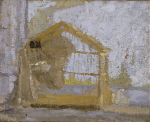 Una jaula de pájaros (óleo sobre lienzo)
