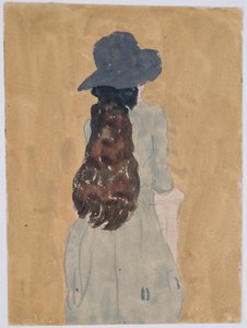 Figura en iglesia (lápiz y gouache sobre papel) de Gwen John