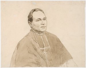Retrato de un cardenal (carboncillo y acuarela sobre papel) de Gwen John