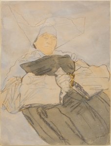 Sleeping Nun, c. 1916-18 (Carboncillo, acuarela y gouache) de Gwen John