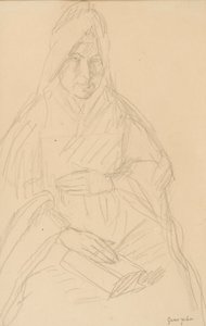 Estudio para Mere Poussepin sentada en una mesa de Gwen John