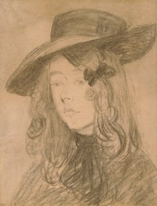 Winifred John con sombrero grande (carboncillo sobre papel) de Gwen John