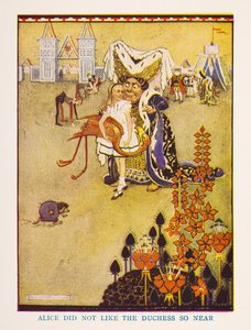 A Alicia no le gustaba que la duquesa estuviera tan cerca, La guardería Alicia en el País de las Maravillas / contada para la guardería por Irene Pearl ; los dibujos por Gwynedd Hudson de Gwynedd M. Hudson