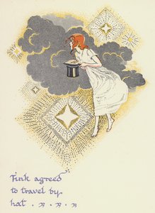 Peter Pan y Wendy: Tink aceptó viajar con sombrero (litografía en color)