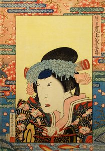 Actor de Kabuki Onoe Kikugorô III como Shizuka Gozen, 1830 de Gyokuryutei Shigeharu