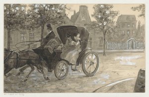 Dos mujeres en un coche de caballos de H.C. Louwerse (signed by artist)