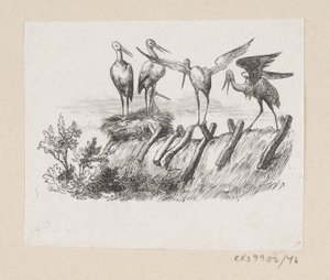 Ilustración para "Las cigüeñas" en H.C. Andersen, "Cuentos y historias", Volumen 1