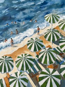 Sombrillas de playa a rayas verdes de HUGO