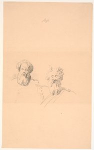 Dos cabezas de estudio con barba. Una para Moisés de H.W. Bissen