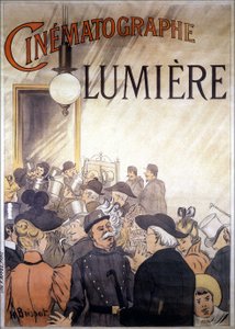Cartel publicitario de H. Brispot para el cinematógrafo de los hermanos Lumière, principios del siglo XX