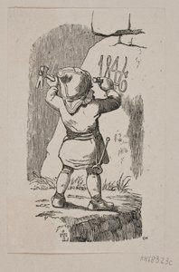 Un duende tallando el año 1846 en una roca