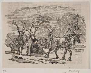 Paseo en trineo con renos de H. C. Henneberg