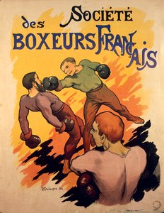 Sociedad de Boxeadores Franceses, ilustración publicitaria de boxeadores franceses por Delaspre