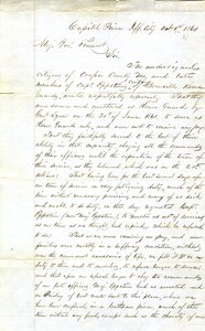 Apelación de miembros de la Compañía del Capitán Eppstein, Boonville Home Guards, Prisión del Capitolio, Jefferson City, al Mayor General Fremont, 1 de octubre de 1861 de H. L. Hoefer