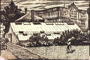 Sin título (Figura y edificios) de H. Lyman Sayen