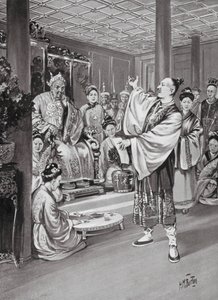 Li Po recitando ante el Emperador (litografía)