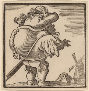 Jorobado mirando un molino de viento de H. Numan after Jacques Callot