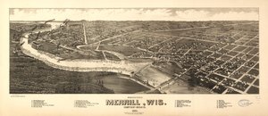 Vista aérea de Merrill, Wis. sede del condado de Lincoln Co. 1883. LOC 75696715 de H. Wellge