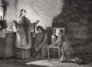 Luis XVI (1754-93) en oración antes de su ejecución de H. de la Charlerie