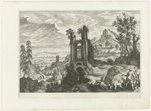 Paisaje con caza de osos de H. van Schuppen